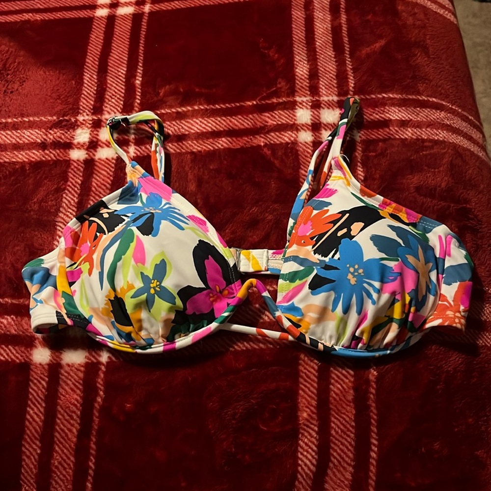 Multi Colored Bikini Top from Target that has a floral print